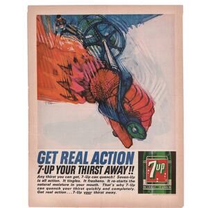 7 UP Seven Up Soda / 64 Dodge Advertisement Vintage Classic Car Skiing Bob Peak